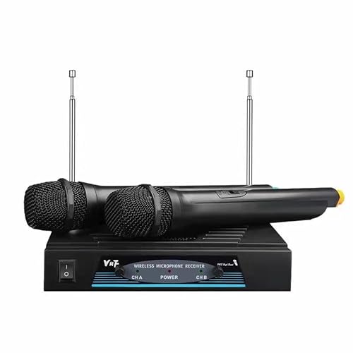 Vhf 2 Channel Dual Handheld Wireless Microphone System Vhf/Fm Karaoke W/Receiver #TOP1
