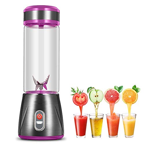 IW.HLMF Taza USB para Jugo eléctrico, Mini licuadora para exprimidor portátil, Exprimidor, Licuadora de Batidos Personal, 6 Cuchillas, para batido de Jugo de Frutas, Baibao Rojo (Color: Morado)