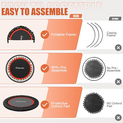 Bungee Rebounder Trampoline,ANCHEER 48" Foldable Fitness Trampoline with 4-Level Adjustable Handlebar, 550LBS Capacity, Resistance Ropes&Upgraded Bungees Safe for Home/Cardio,Workout Indoor/Outdoor by ANCHEER - Image 7