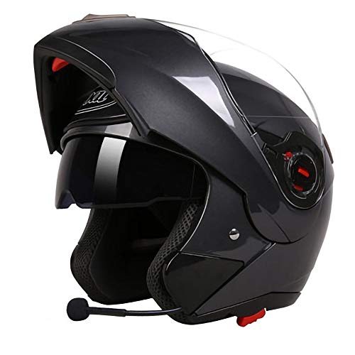 Casque modulaire moto Bluetooth double visière anti-buée cap casques