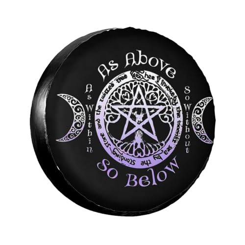 Wiccan Triple Moon Pentagram Tire Cover, 14-17