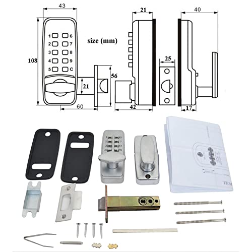 Miniatura 5 de Shousifang Cerradura Digital Para Puerta Con Código De Bloqueo De Homesecure, Resistencia Meteorológica, Cromada,Plata