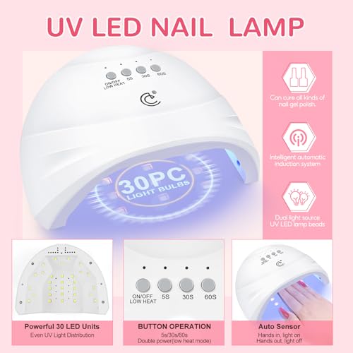 PEACECOLOR 20 Colores Kit Esmaltes de Uñas en Gel Semipermanentes, Kit Uñas Semipermanentes Base y Capa Superior con UV Lámpara , Manicura para Uñas Blanco Rosa Azul DIY en Casa - imagen 4