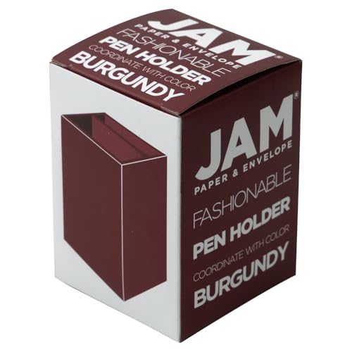 Image of JAM PAPER Plastic Pen Holder - Burgundy - Desktop Pencil Cup Sold Individually