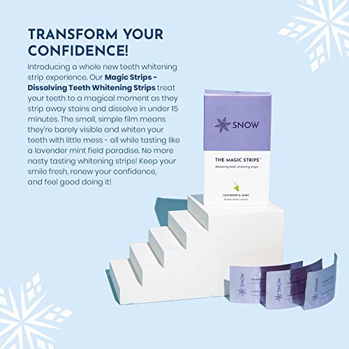 Snow The Magic Strips - Safe For Enamel Dissolving Teeth Whitening Strips - Mess-Free Portable Teeth Whitener For Oral Care With Lavender & Mint Flavor, Whitening Strips For Teeth, 1 Pack Of 28 Strips #TOP1