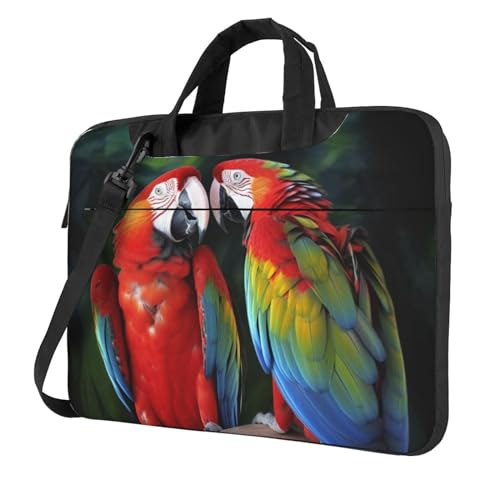 Sac ordinateur portable à bandoulière perroquets colorés pour PC portable 15 pouces
