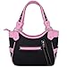 Western Style Rhinestone Cross Studded Laser Cut Wings Tooled Leather Purse Women Handbags Country Shoulder Bag Wallet Set (Black/Pink Set)
