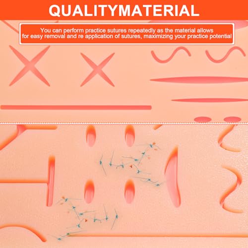 Image of 3 Pcs Suture Pad 3 Layer Suture Practice Pad with Wounds Practice Kit, Hard to Rip, Tear or Break for Medical and Vet Students Veterinarian Nurses Training and Practice(Classic Style)