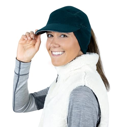 TrailHeads Fleece Ponytail Hat for Women – Trailblazer Reflective Winter Hat with Ponytail Hole for Workouts, Teal
