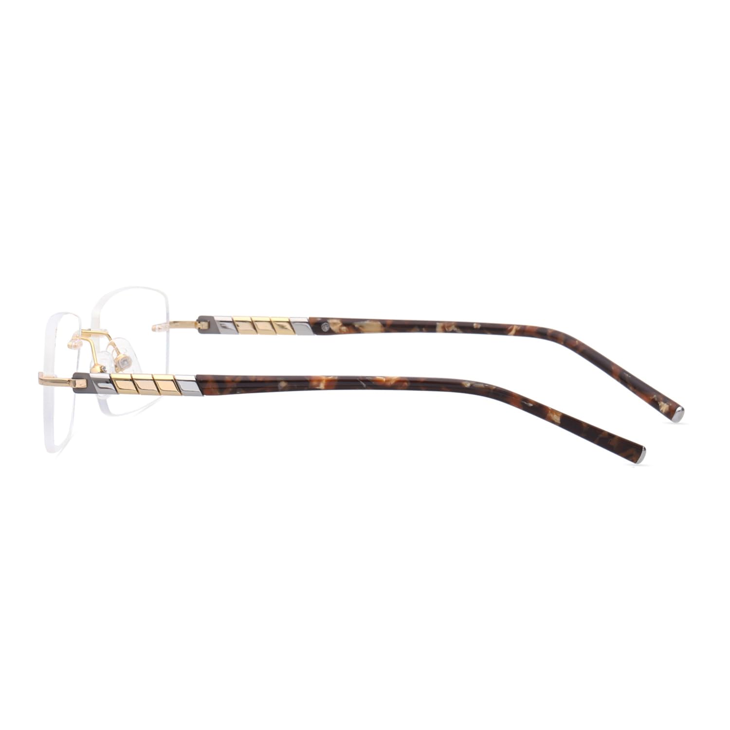 HELES - Occhiali da lettura da uomo, rettangolari, in titanio e policarbonato, con blocco della luce blu, antiriflesso, Oro, +3.50 Strength