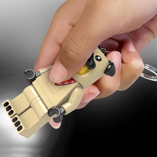 LEGO Mops-Kostüm Guy Schlüsselanhänger mit LED-Licht – große Minifigur 7,6 cm (KE213H) – voll beweglich – inkl. Batterien – witziges Geschenk & Taschenlicht für Kinder und Fans