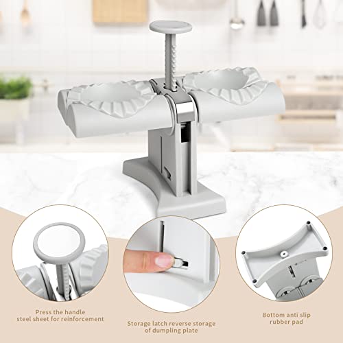 Dumpling Maker Press With 1* Stuffing Spoon/2* Dough Cutter 3.3 In, Large Household Double Head Automatic Dumpling Maker Mould, Dumpling Press For Dumpling Wrapper Dough Stamp Cutter Pastry Pie Making #TOP1