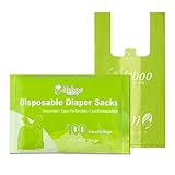 USBOO Biodegradable Disposable Diaper Bags, 100 Count, 10 Ounce Capacity, Easy-Tie Handles, Convenient and Eco-Friendly