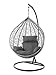 Produktbild Kideo® Komplettset: großer Hängesessel mit Gestell & Kissen, Lounge Möbel, Poly-Rattan, XXL, grau (Kissen: dunkelgrau Nest (8999 Shadow))