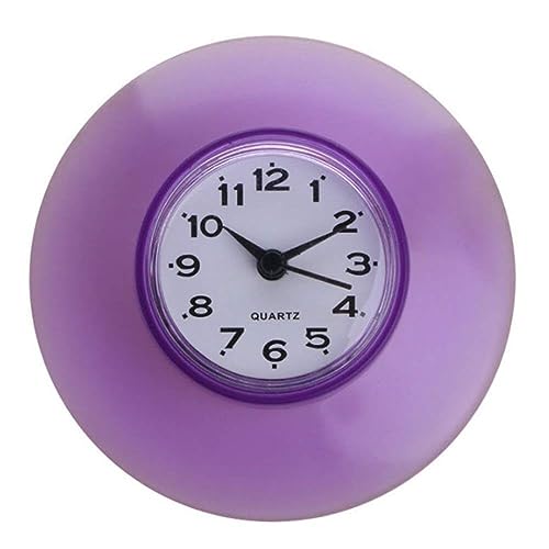Generic Clock | Waterproof Kitchen Bathroom Shower Wall Clock Suction Cup Fridge Decoration Purple, Silver