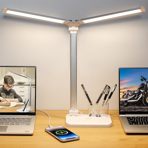 iVict Dual Swing Arm LED Desk Lamps, 5 Light Modes