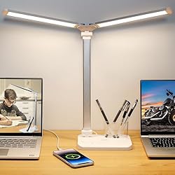 Amazon Lamparas Led Escritorio iVict Lámpara Escritorio LED, Regulable Flexo de LED Escritorio, 5 Modos,10 Niveles de Brillo, Puerto Carga USB, Temporizador de 45min, Control Táctil, Blanco