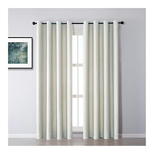 Aeici Rideaux de Chambre Occultant, Rideau Chambre 102x183 cm Rideau 2 Panneaux Couleur Pure Voilage à Oeillets, Lin, Beige