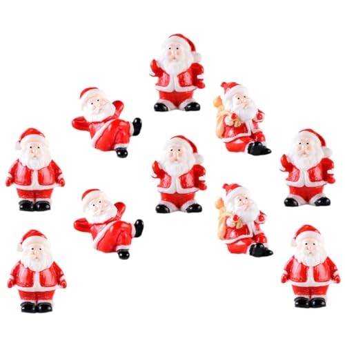 SOLUSTRE 10pcs Christmas Snowman Figurines Sturdy Xmas Miniature Statues for Party Favors Desktop Garden Home Decor Holiday Decorations Gift