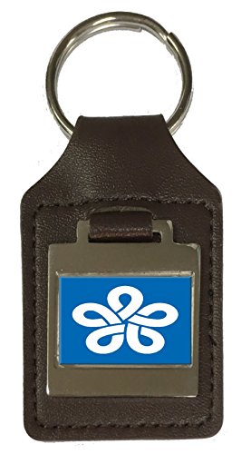 Porte-clés en cuir gravé drapeau japonais fureuka prefecture accessoire maroquinerie durable
