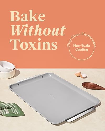 Caraway Non-Stick Ceramic Baking Sheet - Naturally Slick Ceramic Coating - Non-Toxic, PTFE & PFOA Free - Perfect for Baking, Roasting, and More - Medium (15" x 10") - Cream - Thumbnail 4