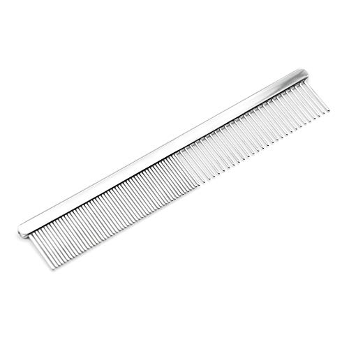 GROOMERSPRO Face and Feet Comb for Dogs - for Removing Matted Fur & Dematting - Rounded Teeth and Non-Slip Grip Handle - Prevent Knots - for Long and Short Hair - 5 inches