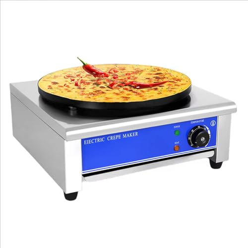 Máquina para crepes, Crepe eléctrico de cocina,Estufa Circular de Escritorio para Panqueques y Cereales con Control de Temperatura, temperatura regulable 50°-300°C, placa de diámetro400mm SingleHead