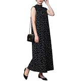 [UQQA] ドット柄 ワンピース レディース 夏 ノースリーブ ロング丈 カジュアル 上品 XL