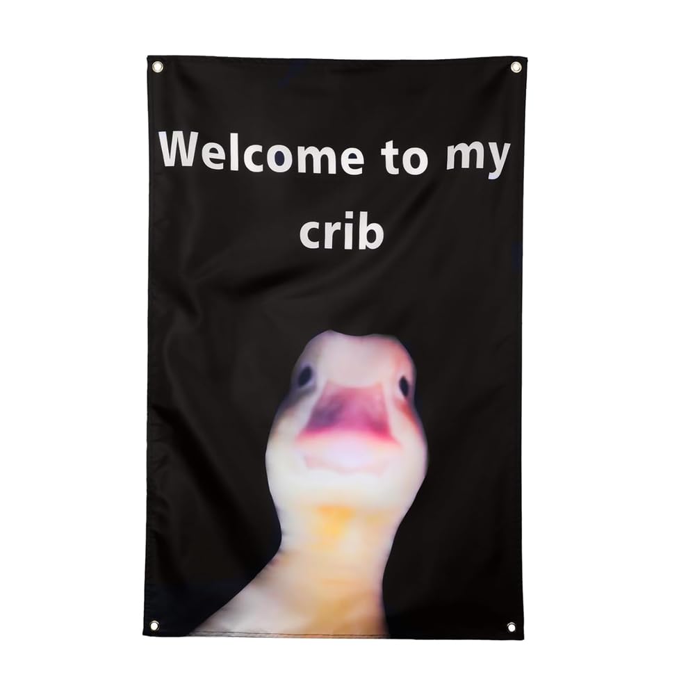 Muiltvoe Welcome to My Crib – 2x3 Feet Double-Sided Printed Fun Banner with Four Fixing Holes – Ideal for Wall Decorations, Photo Backgrounds, Travel Banners, and More