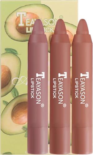 My Colors 3 Colors Smooth Matte Crayon Lipstick Set, Long Lasting Matte Waterproof Not Fade Cream Lipstick Lip Makeup for Women (B – Avocado)