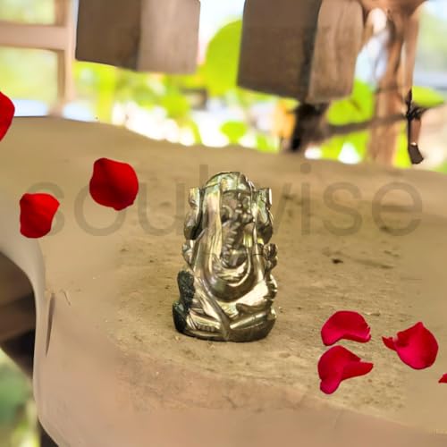 Image of Soulwise Money Magnet Pyrite Ganesha Idol - 1 inch God Statue for Car Dashboard & Office Desk - Vastu & Abundance Gift