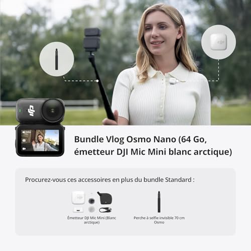 DJI Osmo Nano Bundle Vlog Caméra vlog Portable 4K à Porter avec Micro Mini TX POV Mains Libres FOV Large 143° stabilisation caméra magnétique pour Le Voyage Le vlog - vue 2