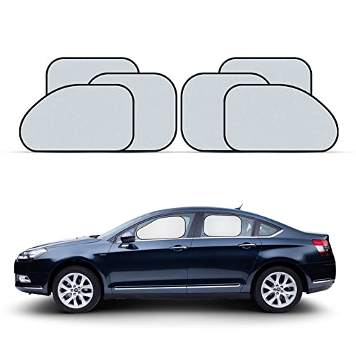 Ajxn Pack-6 Car Sun Shade, 6 Pieces Car Sun Shades Used for Rear Window & Car Side Window, Full Sun Protection Isolate UV Rays, Easy to Use Car Sun Shade, Fits Most Cars (Silver)