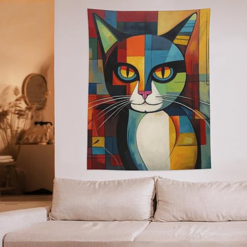 Décoration murale visage de chat abstrait esthétique pour chambre - 5