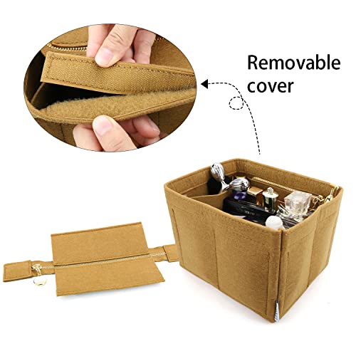 LEXSION Felt Purse Organizer Insert for Picotin 18,Bag Organizer with Detachable Zipper cover 8031 Brown M