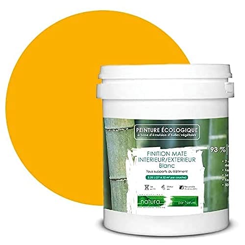 BOX DECO COULEURS Pittura naturale ecologica per interni esterni, aspetto opaco Natura - 1L / 13 m² [Classe energetica A+], Giallo Sole