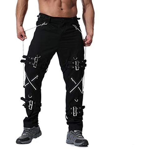Cicilin Men's Gothic Cargo Trousers with Chain Cover