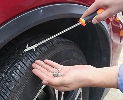 Image of Car Tyre stone remover, Solid Rubber Handle Rust-Resistance Car Tyre Stone Hook, Tire Cleaning Hook, for Tyre
