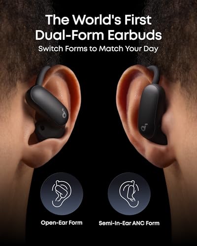 Image of Soundcore AeroFit 2 Pro by Anker, Dual-Form Earbuds, Open-Ear & Active Noise Cancellation Forms, 5-Level Adjustable Ear Hooks for Dual Forms, Hi-Res Audio with LDAC, 4-Mic AI Clear Calls