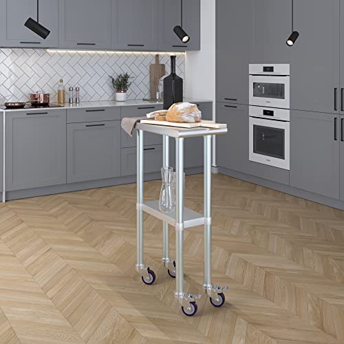 Image of AmGood 12 inch Long x 24 inch Deep Stainless Steel Table with Casters