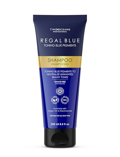 TWO OCEANS PROFESSIONAL Regal Blue Toning Shampoo Blue Pigments to Neutralize Brassy Tones Sulfate Free 250 ml