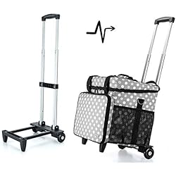 Maquina De Coser Con Puntada Overlock Luxja Bolsa para Remalladora con Trolley desmontable, Maleta para Overlock, Bolsa Trasporte para Maquina Overlock y Accesorios, Puntos Grises