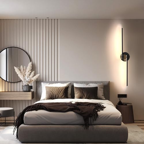 Image of Kawell 12W LED Wall Light Hardwired with Switch 300 Rotatable Arms Modern Sconce Lighting for Living Room Bedroom Hallway Indoor Energy Efficient Fixture, Black 3000K