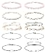 Finrezio 10PCS Natural Puka Shell Choker Necklace Set for Women Hawaiian Seashell Beach Necklace Pearls Choker Cord Necklace Jewelry