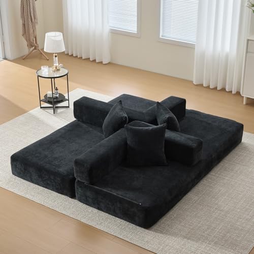 Canapé-Lit 2 Places Chenille Modulable Rangement EURHCIO