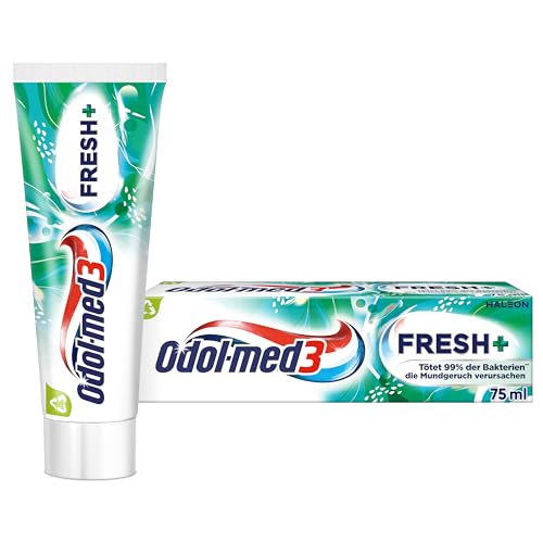 Odol-med3 Fresh+ Zahnpasta, Zahncreme mit Minzgeschmack für ein Frischegefühl, das selbst nach dem Zähneputzen anhält, 75ml