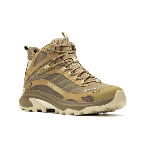 Image of Merrell Moab Speed 2 Mid GTX Shoes for Men - Gore-TEX Technology - Mesh Lining and Upper Coyote 12 M