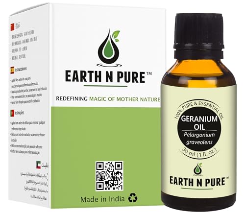 Image of Earth N Pure Geranium Essential Oil Natural and Therapeutic Grade for Skin 30 ml