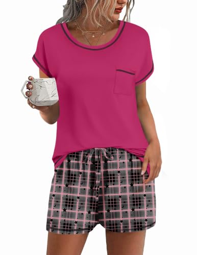 Image of Ekouaer Womens Pajama Sets 2 Piece Pjs Short Sleeve Top and Shorts