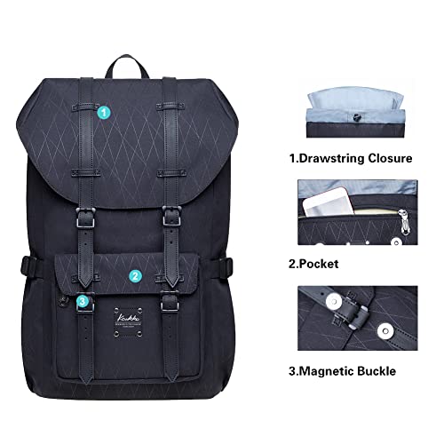 Kaukko Laptop Travel Backpack Outdoor Casual Rucksack Fits 15.6 Inch Laptop(18-Black) #TOP4
